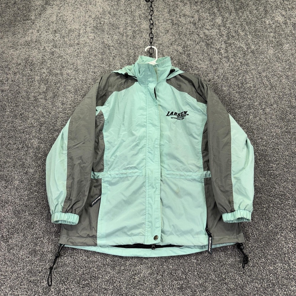 Tri-Mountain Jacket Womens Small Blue Hooded Full Zip Windbreaker Logo